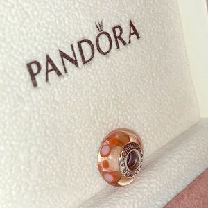 Pandora Charms orange/pnk dots glass spacer bead